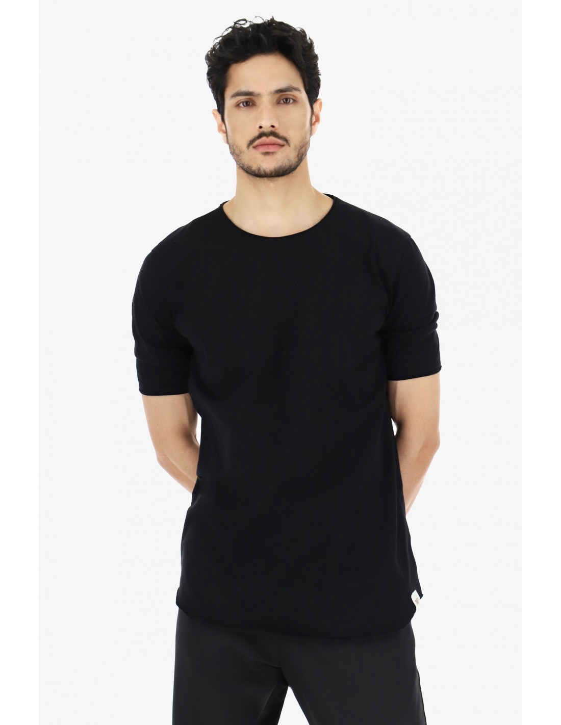 TEESHIRT LONG IMPERIAL HOMME A FINITIONS BRUTES ET PANS ARRONDIS EN