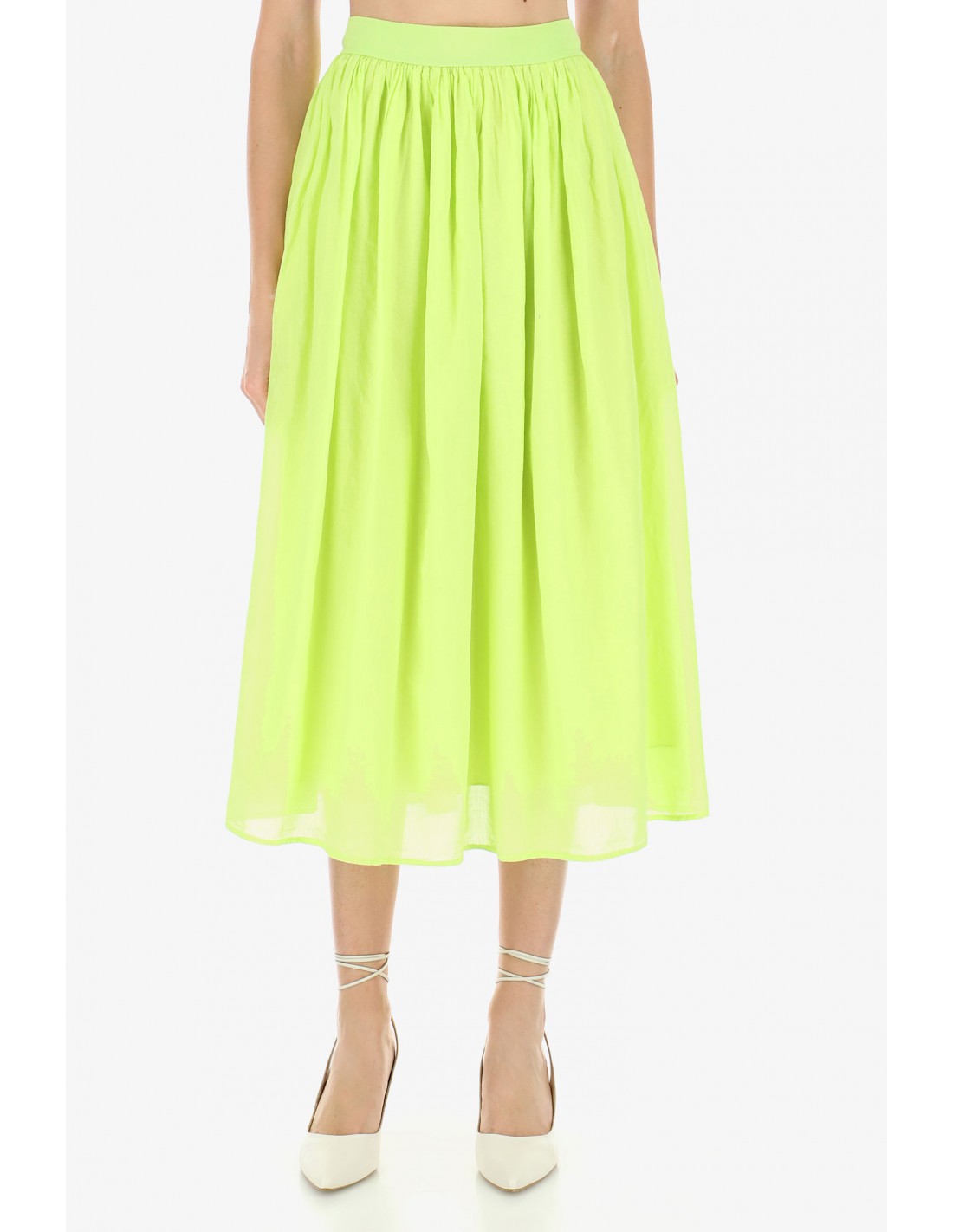 JUPE LONGUE IMPERIAL EN VOILE DE COTON COLORIS LIME