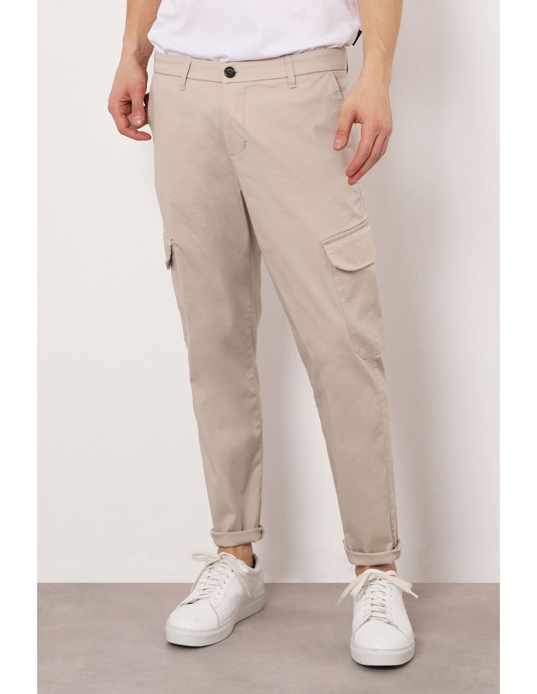 IMPERIAL HOMME PANTALON CARGO EN GABARDINE DE COTON COLORIS BEIGE