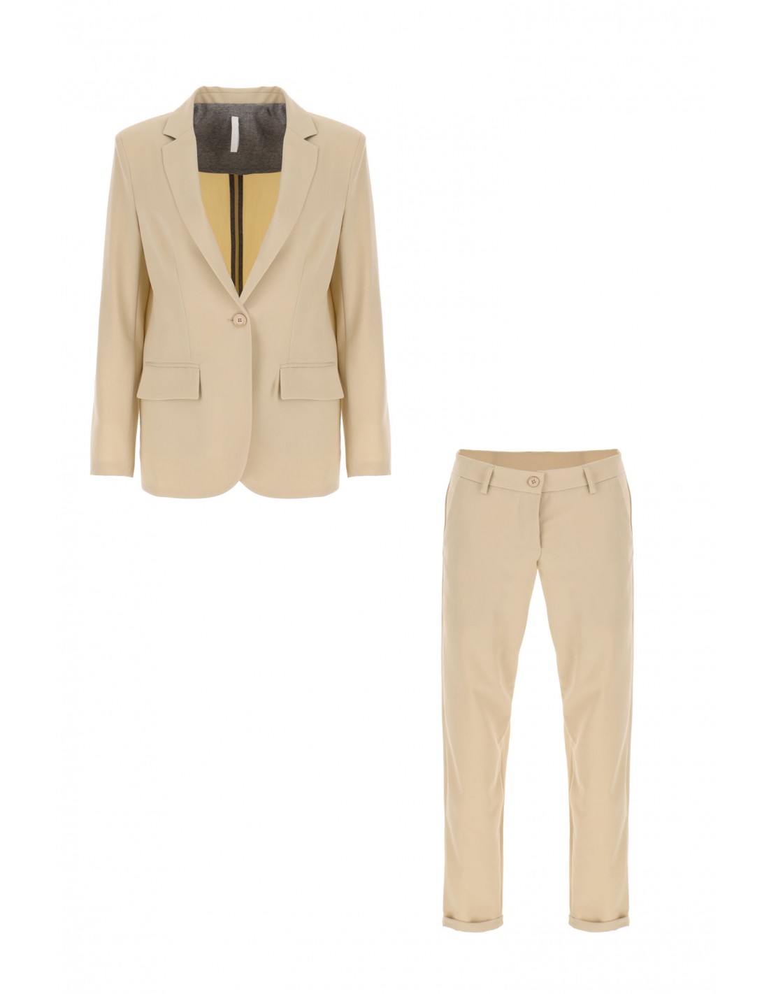 IMPERIAL FEMME ENSEMBLE TAILLEUR, PANTALON CAROTTE, ET VESTE DROITE EN DRAP  COLORIS BEIGE