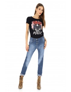 JEAN BOYFRIEND PLEASE COUPE P78 A BOUTONNAGE APPARENT EN DENIM DELAVAGE MEDIUM JEAN BOYFRIEND PLEASE COUPE P78 A BOUTONNAGE APPARENT EN DENIM DELAVAGE MEDIUM