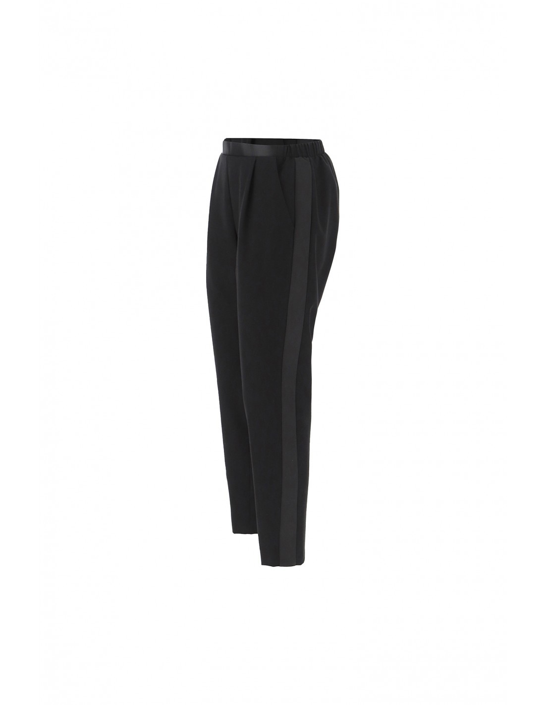 IMPERIAL FEMME PANTALON DE SMOKING, CEINTURE SATIN, FORME CAROTTE COLORIS NOIR A GALON SATIN NOIR