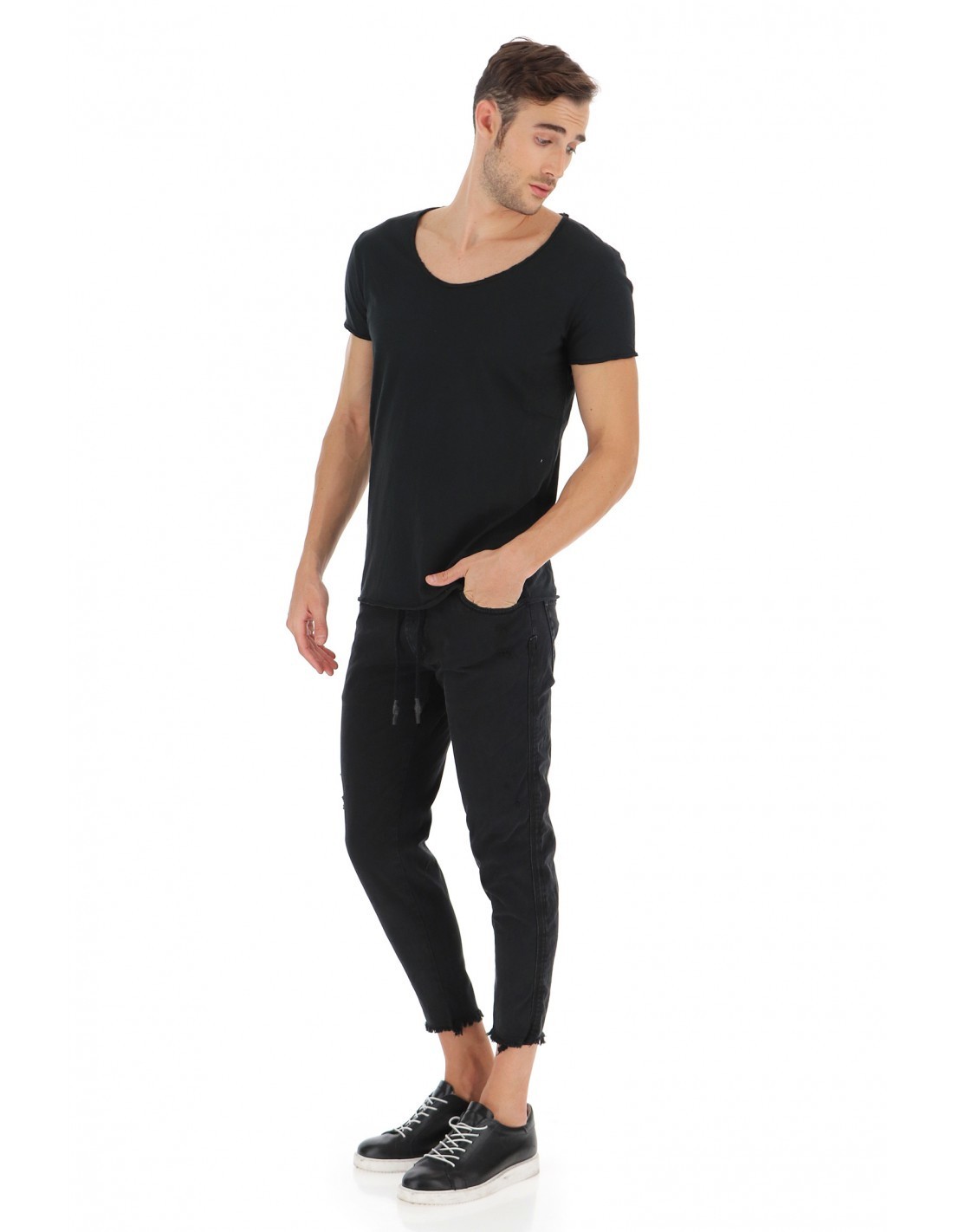 T shirt col cheap profond homme