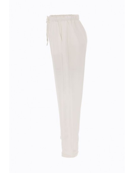 Imperial Femme pantalon de smoking sport-chic à taille coulissée et galon satin coloris White Pure