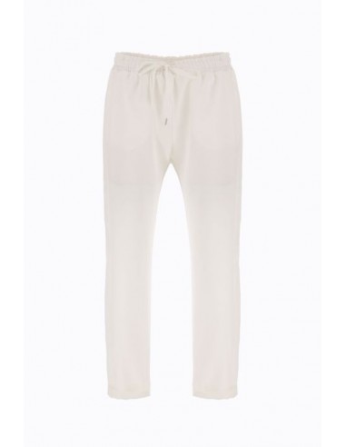 Imperial Femme pantalon de smoking sport-chic à taille coulissée et galon satin coloris White Pure