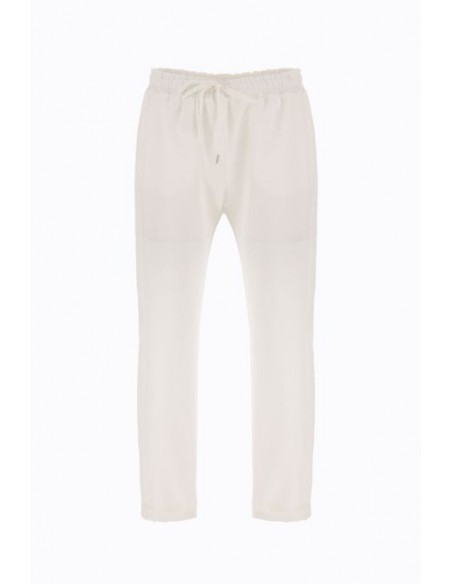Imperial Femme pantalon de smoking sport-chic à taille coulissée et galon satin coloris White Pure