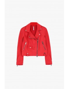 Imperial femme blouson en cuir biker type perfecto coloris Rosso Imperial femme blouson en cuir biker type perfecto coloris Rosso