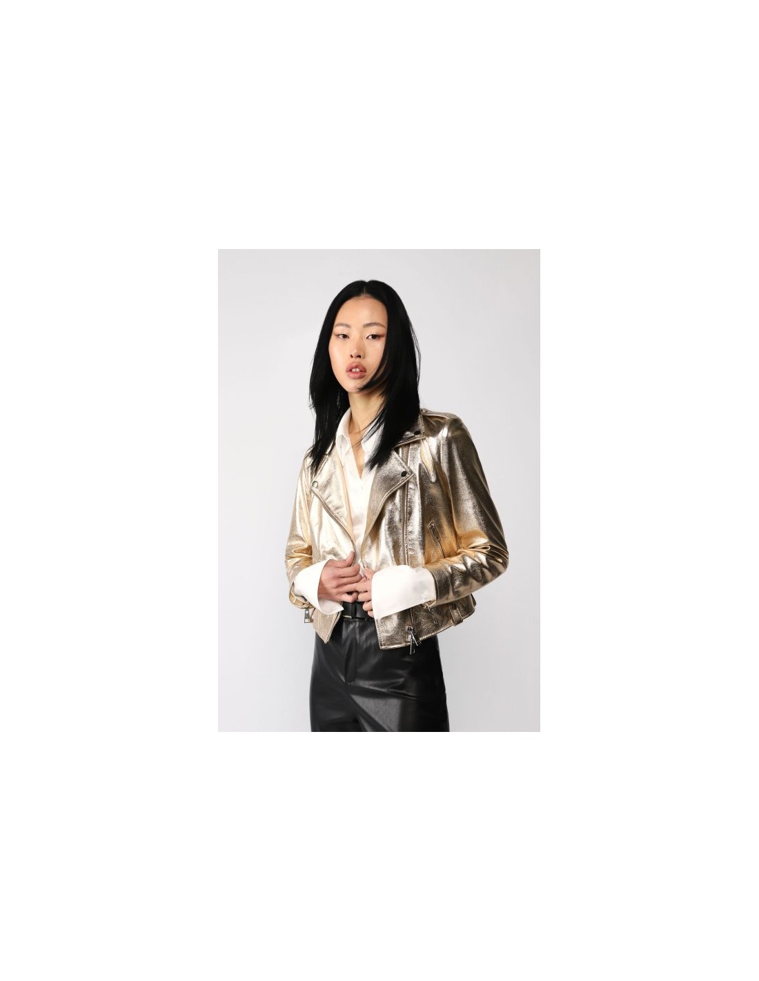 Veste en shop cuir doré