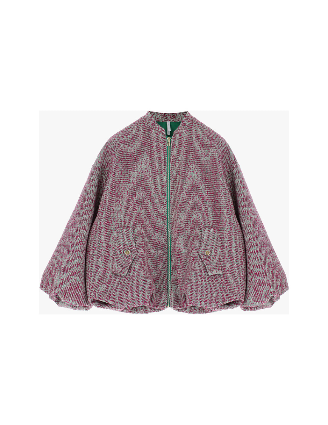 Imperial Femme blouson Teddy oversize en tweed coloris rose/vert