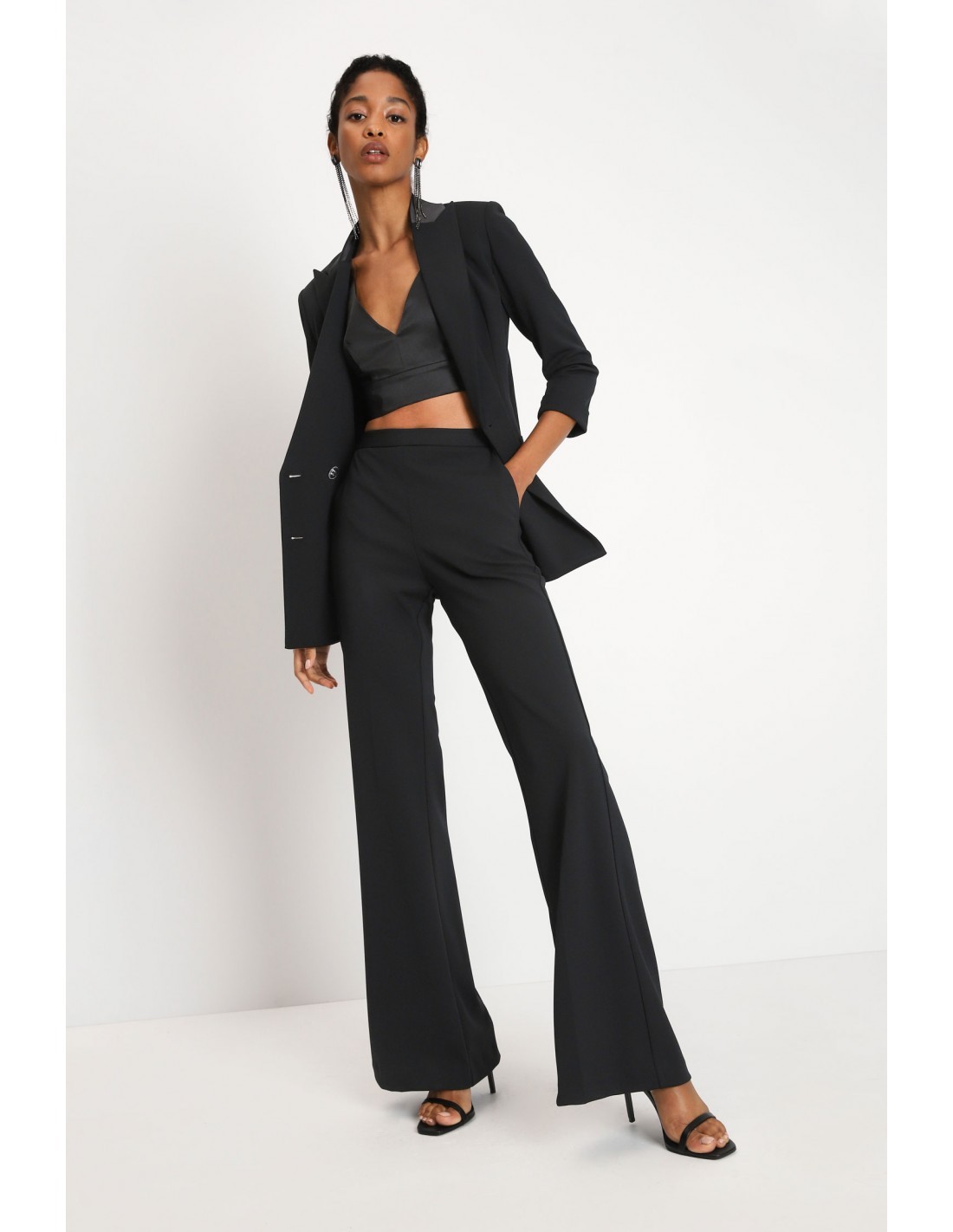 Imperial Femme pantalon de smoking forme flare taille satin