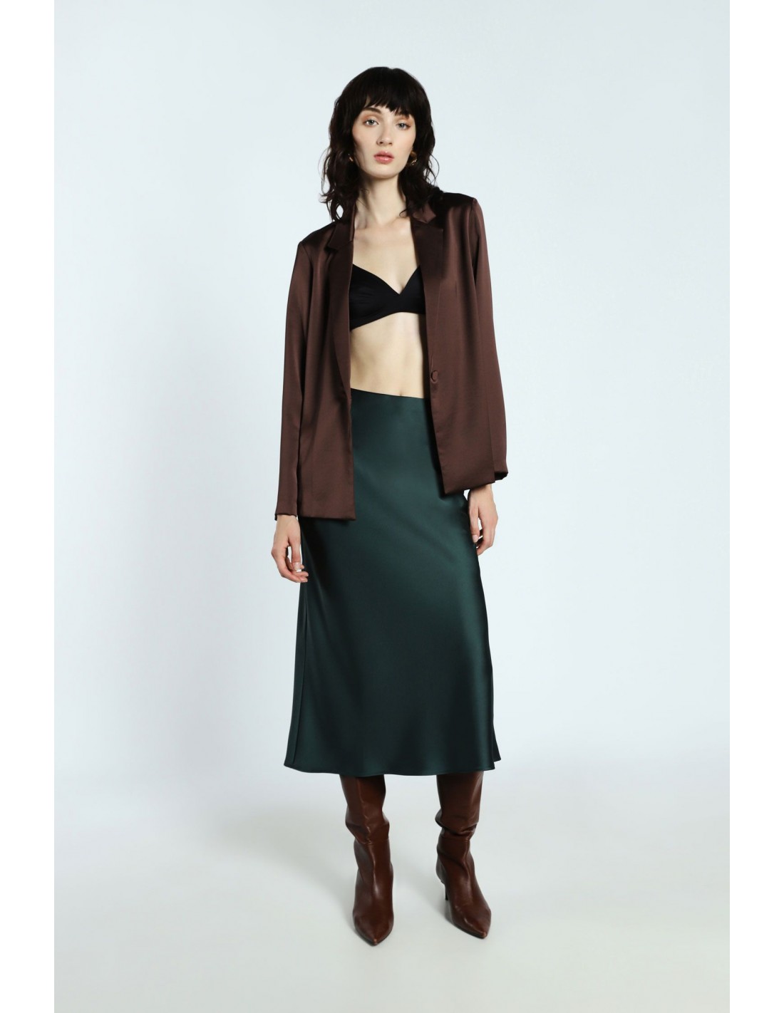 Imperial Femme jupe sirene longueur midi en crepe satin coloris