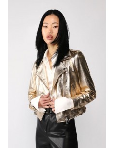 Imperial femme blouson en cuir  lamé doré Imperial femme blouson en cuir  lamé doré