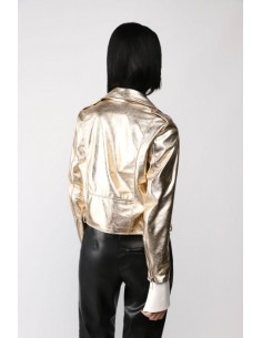 Imperial femme blouson en cuir  lamé doré Imperial femme blouson en cuir  lamé doré