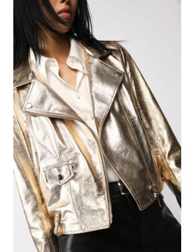 Imperial femme blouson en cuir  lamé doré