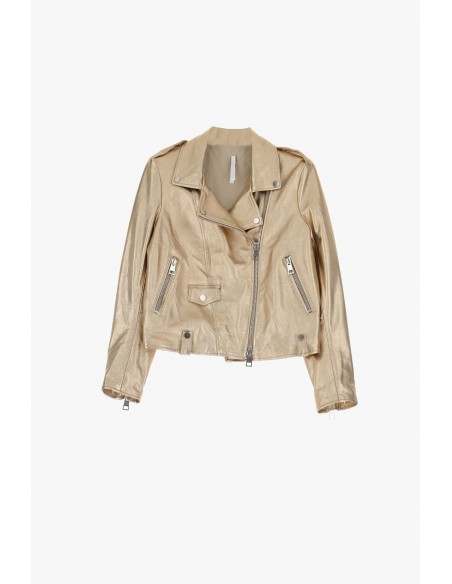 Imperial femme blouson en cuir  lamé doré