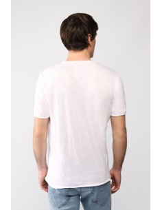Imperial Homme tshirt encolure V en coton flammé et finitions roulottées Imperial Homme tshirt encolure V en coton flammé et finitions roulottées