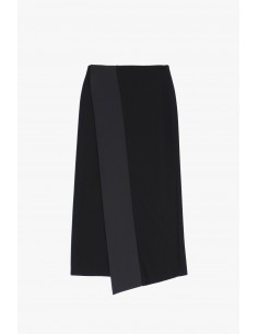 Imperial Femme jupe midi asymetrique avec finition satin, coloris noir Imperial Femme jupe midi asymetrique avec finition satin, coloris noir