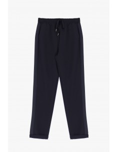 Imperial Femme pantalon de smoking sport-chic à taille coulissée et galon satin coloris Bleu Marine
