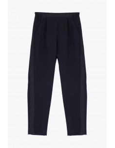 Imperial Femme pantalon de smoking forme carotte et galon satin coloris Bleu marine Imperial Femme pantalon de smoking forme carotte et galon satin coloris Bleu marine
