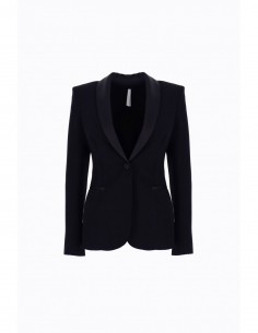 Imperial Femme blazer de smoking coupe ajustée, a revers chale en satin coloris bleu marine Imperial Femme blazer de smoking coupe ajustée, a revers chale en satin coloris bleu marine