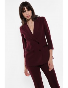 Imperial Femme blazer de smoking forme croisée a revers satin coloris Rouge Imperial Femme blazer de smoking forme croisée a revers satin coloris Rouge