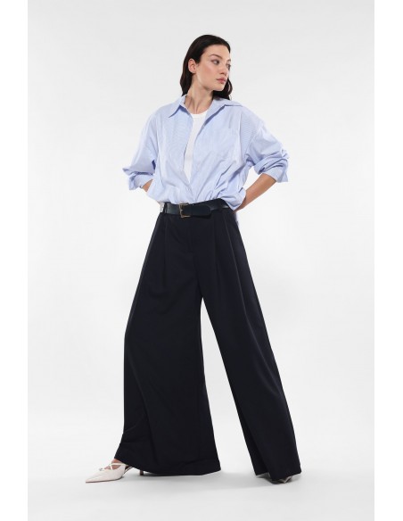 Imperial Femme pantalon Palazzo à pinces et jambe large evasée Imperial Femme pantalon Palazzo à pinces et jambe large evasée
