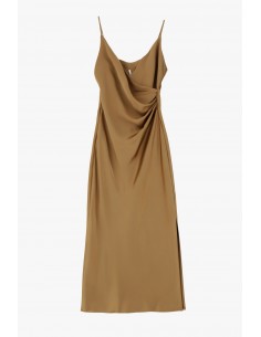 Imperial Femme robe mi-longue à brides avec drapé et fente coloris Tabac