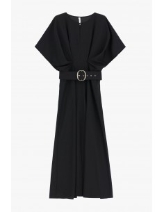 Imperial Femme Robe Noire mi-longue a manches chauve-souris Imperial Femme Robe Noire mi-longue a manches chauve-souris