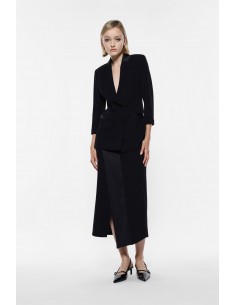 Imperial Femme jupe midi camel asymetrique avec finition satin Imperial Femme jupe midi camel asymetrique avec finition satin