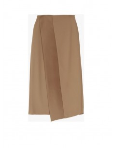 Imperial Femme jupe midi camel asymetrique avec finition satin Imperial Femme jupe midi camel asymetrique avec finition satin