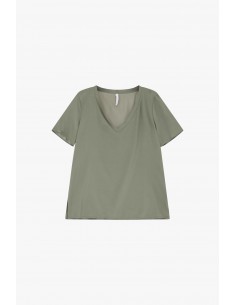 Imperial Femme tshirt en satin Kaki Imperial Femme tshirt en satin Kaki