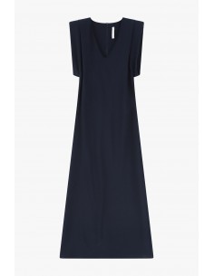 Imperial Femme robe longue bleue marine decolletée  et epaulée Imperial Femme robe longue bleue marine decolletée  et epaulée