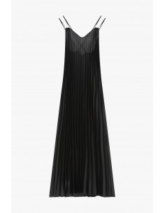 Imperial Femme robe longue Noire en Satin plissé soleil Imperial Femme robe longue Noire en Satin plissé soleil