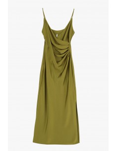 Imperial Femme robe mi-longue à brides avec drapé et fente en satin Olio Imperial Femme robe mi-longue à brides avec drapé et fente en satin Olio
