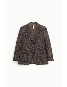 Imperial femme blazer en crepe imprimé Leopard