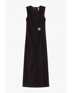 Imperial Femme Robe Chocolat avec drapé et boucle Imperial Femme Robe Chocolat avec drapé et boucle