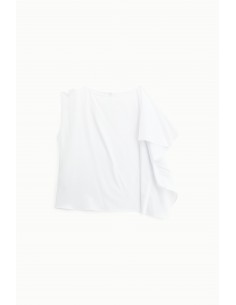 Imperial Femme T-shirt  Blanc asymetrique à volant Imperial Femme T-shirt  Blanc asymetrique à volant