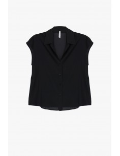 Imperial Femme chemisier fluide sans manches en crepe satin Noir