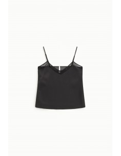 Imperial Femme Caraco noir en satin et resille Imperial Femme Caraco noir en satin et resille