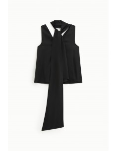 Imperial Femme debardeur en satin noir a echarpe Imperial Femme debardeur en satin noir a echarpe