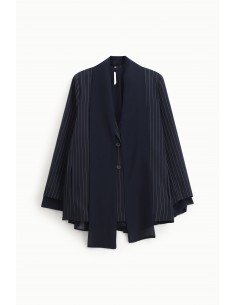 Imperial Femme Blazer bleu marine rayé à echarpe Imperial Femme Blazer bleu marine rayé à echarpe