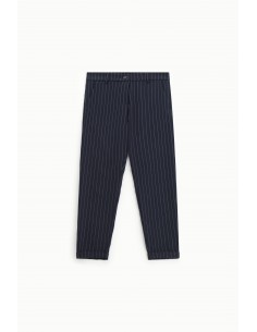 Imperial Femme pantalon Carotte Bleu Marine a rayures Imperial Femme pantalon Carotte Bleu Marine a rayures