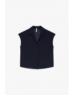 Imperial Femme chemisier fluide sans manches en satin Bleu Marine