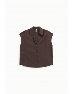 Imperial Femme chemisier fluide sans manches en satin Chocolat Imperial Femme chemisier fluide sans manches en satin Chocolat