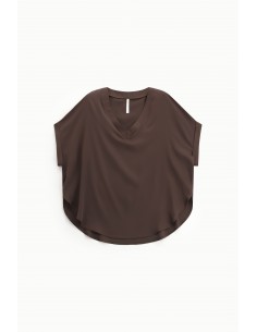 Imperial Femme tshirt Chocolat oversized à manches courtes en satin Imperial Femme tshirt Chocolat oversized à manches courtes en satin