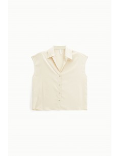 Imperial Femme chemisier fluide sans manches en satin Ecru Imperial Femme chemisier fluide sans manches en satin Ecru