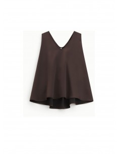 Imperial Femme top en satin Chocolat avec bijou Imperial Femme top en satin Chocolat avec bijou