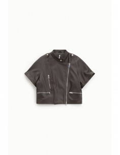 Imperial Femme blouson court en cuir à manches courtes coloris Chocolat Imperial Femme blouson court en cuir à manches courtes coloris Chocolat