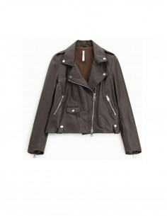 Imperial femme blouson en cuir biker type perfecto coloris Chocolat Imperial femme blouson en cuir biker type perfecto coloris Chocolat