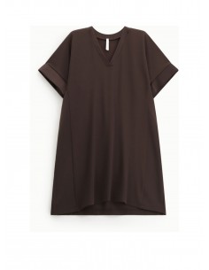 Imperial femme Robe courte Chocolat en crepe et satin